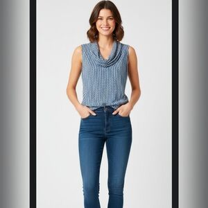 Ann Taylor Printed Cowl Neck Blouse Size XS Women